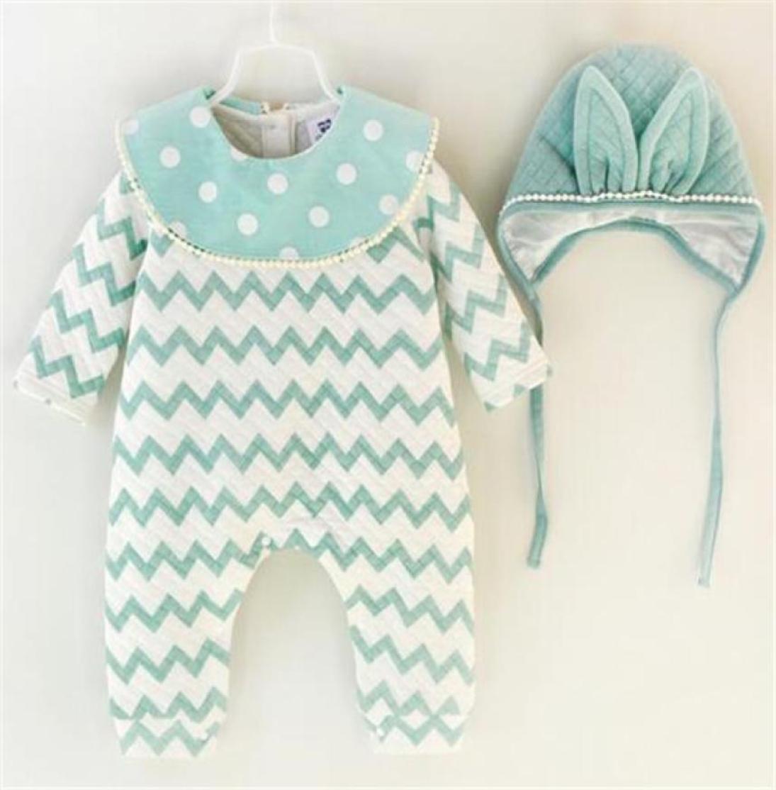 

Baby Girls Clothing Set Thick Air Cotton RomperHat 2pcs Striped Jumpuit Cute Rabbit Style Infant Clothes Birthday Gift7107941, Pink