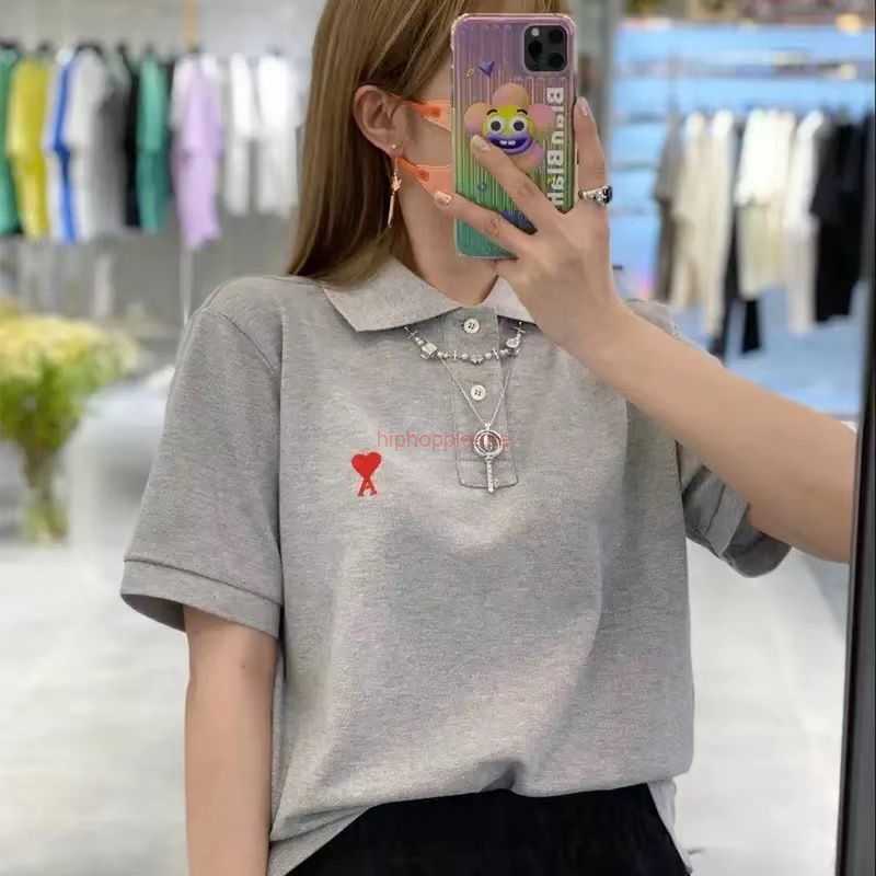 

Ami Designer Fashion Clothing Tees Tshirts Ami French Fashion Classic Polo Shirt Mens Womens Lapel Couple Tshirt Love Embroidery Fashion Versatile Loose Short Slee, White p