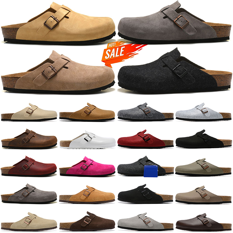 

birken stock boston clogs arizona gizeh men women Designer Sandals summer winter slippers Leather Black White Outdoor Indoor Buckle Strap flats cork birkenstocks