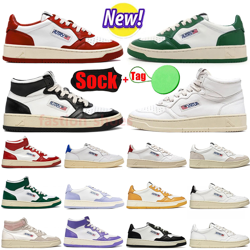 

2023 Autry High Low Action Shoes Designer Casual Womens Autries Medalist Leather Suede Low Platform Sneakers USA Upper Two-Tone Pink Golden Panda Sports Trainers, 1 36-43