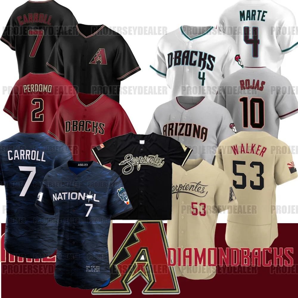 

Diamondbacks 2023 All Star Jersey Arizona Corbin Carroll Evan Longoria Geraldo Perdomo Jake McCarthy Zac Gallen Ketel Marte Christian Walker Gurriel Jr. Thomas, White 2 cool base mens s-xxxl
