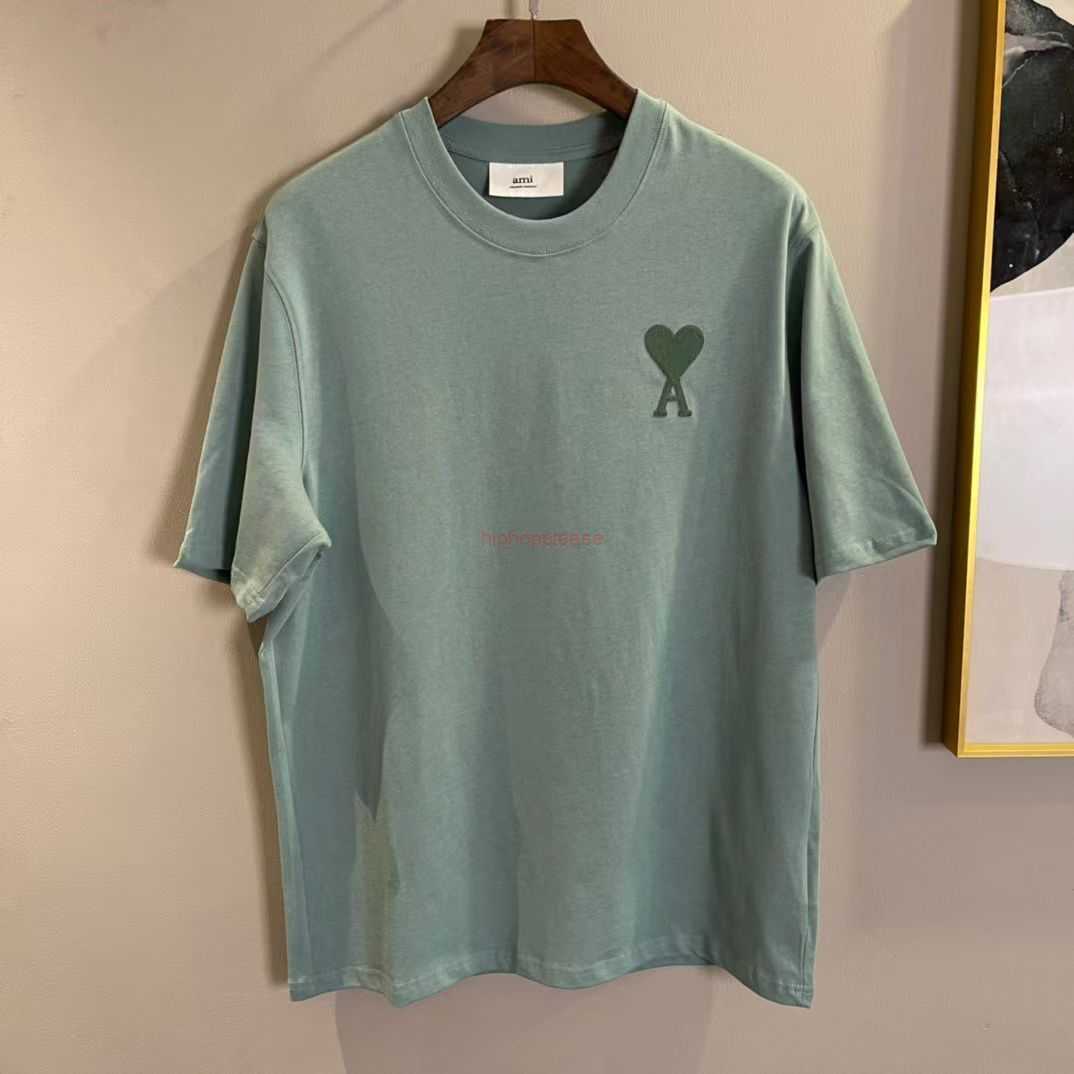 

Ami Designer Fashion Clothing Tees Tshirts Ami T-shirt Love Embroidery Macaron Cotton Round Neck Summer New Oversize Lovers Loose Fashion Short Sleeved Men, Off white short sleeved large heart
