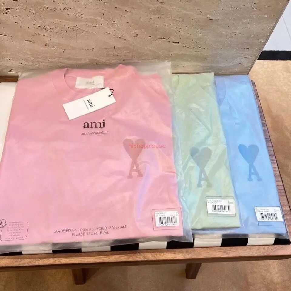 

Ami Designer Fashion Clothing Tees Tshirts Correct Edition Ami Embroidery Love Short Sleeve 2022 Mens Womens Loose Cotton Macarone Tshirt Fashion Brand Couple Half, Cream apricot