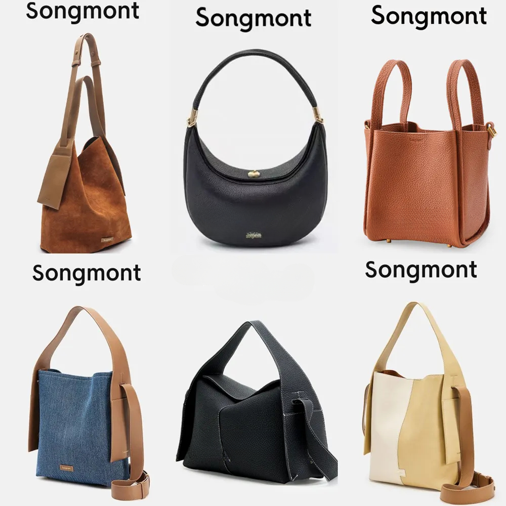 

Songmont Luna Bag Bucket Bags Designer Underarm Hobo Shoulder Axillary Bag Luxury Large Totes Half Moon Leather Handle Purse Clutch Basket CrossBody Song Handbag, As pic 5