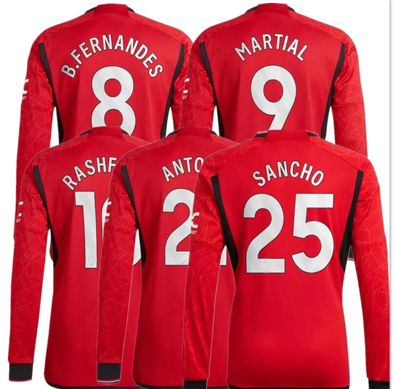 

2023 SANCHO soccer Long sleeve jerseys BRUNO FERNANDES MAN uTd RASHFORD football shirt 23 24 men full Elanga MARTINEZ FRED MALACIA ERIKSEN MANCHESTERS Shaw, Orange