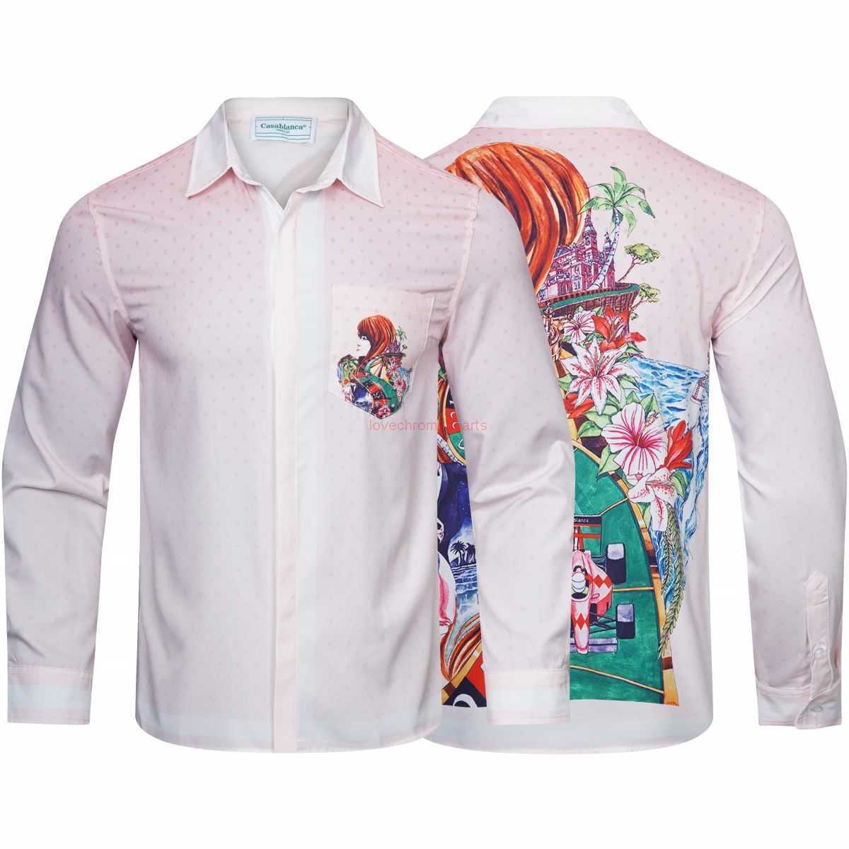 

Casa Designer Fashion Clothing Shirts Tracksuits 2023 New Casablanca Gorgeous Flower Racing Long Sleeve Shirts for Men Women's Casablanca, Shipping fee