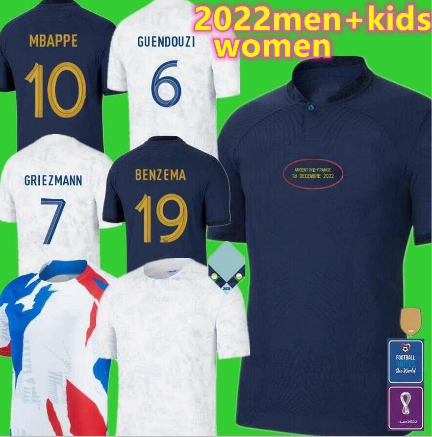 

French club Full Sets 22 BENZEMA soccer jerseys 23 GIROUD MBAPPE GRIEZMANN SALIBA PAVARD KANTE Maillot de foot equipe Maillots kids kit women Men football shirt, 2022 away