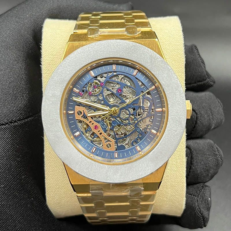 

Black Skeleton mens watch automatic mechanical watch men watches 41MM diver Sport steel strap 5 ATM waterproof sapphire glass movement wristwatch montre de luxe