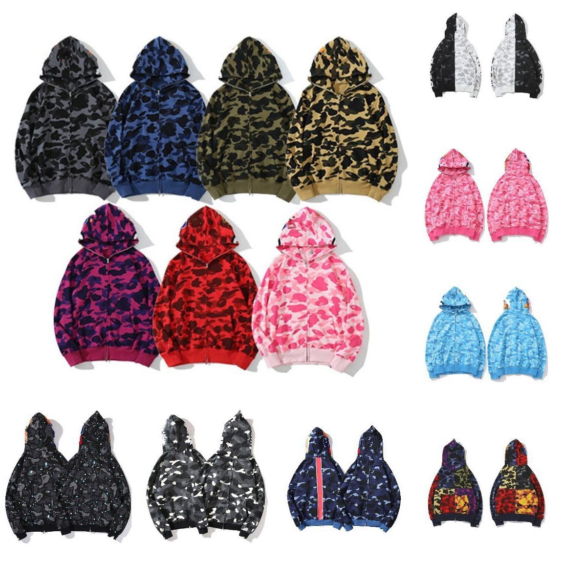 

Causal Men Camouflage hoodies Camo cardigan Sweater Hip Hop Hooded Sweatshirt Streetwear Jackets Spring Autumn Winter Fashion Plus Size Coats 3XL  5XL, 13