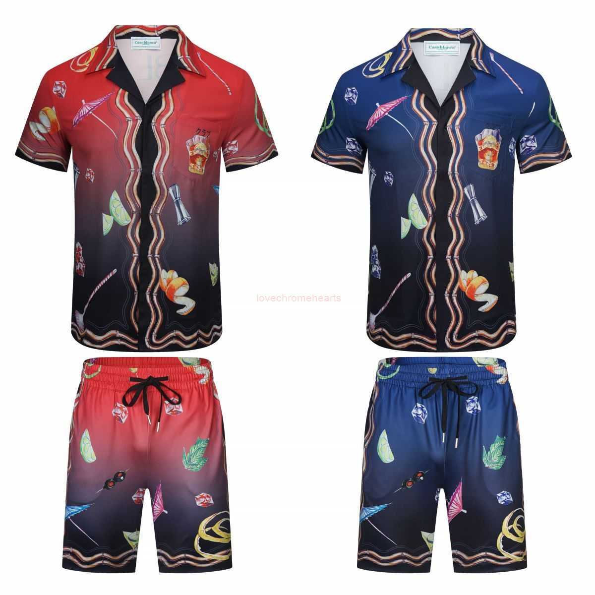 

Casa Designer Fashion Clothing Shirts Tracksuits 2023 New Casablanca Ice Cola Series Short Sleeve Shirt Set for Men Women's Leisure, Shipping fee