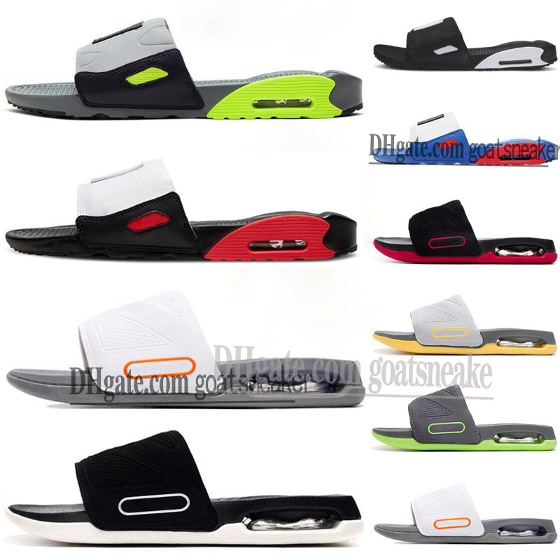 

90 slides 90s slippers sandals for men women Designer White Black Volt Designers pantoufles mens womens summer flat fashion beach shoes szie 36-45