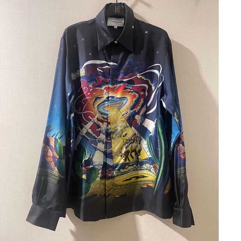 

Casa Designer Fashion Clothing Shirts Tracksuits 23ss Pendant Casablanca Style Shirt Starry Sky Ufo Loose Men's Women's Versatile Fashion Brand Long Sleeve Shirt, Shipping fee