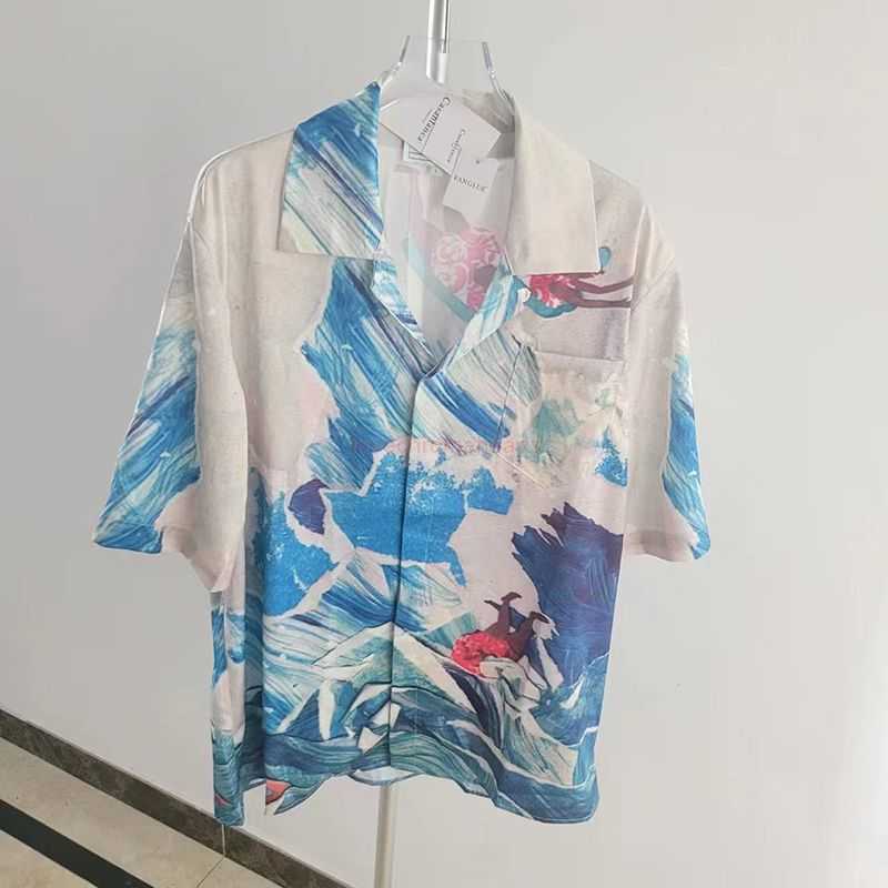 

Casa Designer Fashion Clothing Shirts Tracksuits the Correct Version of Ice Silk 23sscasablanca Style Snowy Mountain Top Fashion Brand Mens Womens Loose Short Slee, Shipping fee