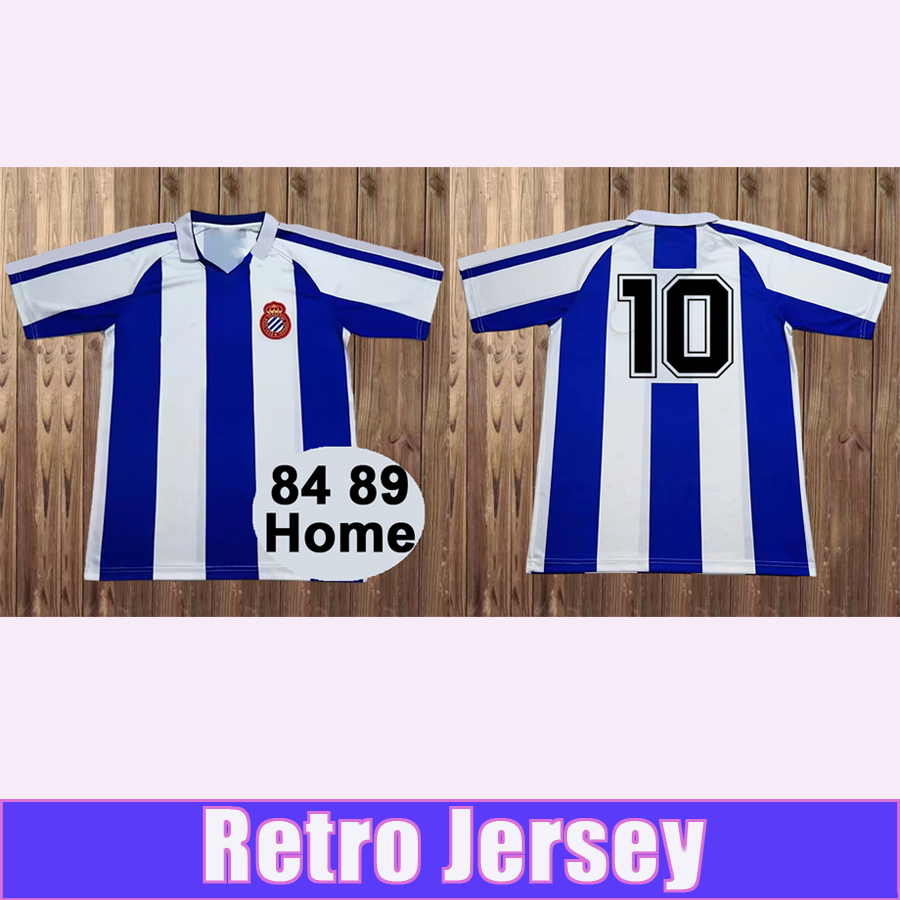 

1984 1989 RCD Espanyol Retro Soccer Jerseys Home Short sleeves Football Shirt Uniforms, Fg17063 1984 1985 home