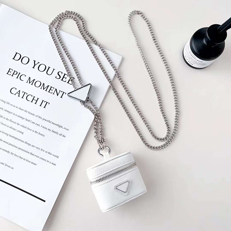 Universal Designer Earphone Accessories Case for Apple AirPods 1 2 3 4 Pro EarPods TWS Earbuds Luxury PU Leather Chains Crossbody Necklace Box He-image-882426291