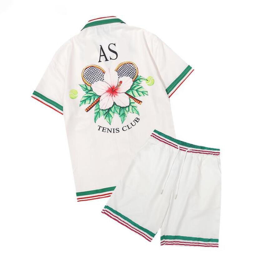 

Men's Tracksuits 23ss Tennis Flowers Stripes Men Women Short Set T Shrt Hawaii Beach Style Suit Hip Hop Shirt Shorts Couple Suits Multi Style, No8