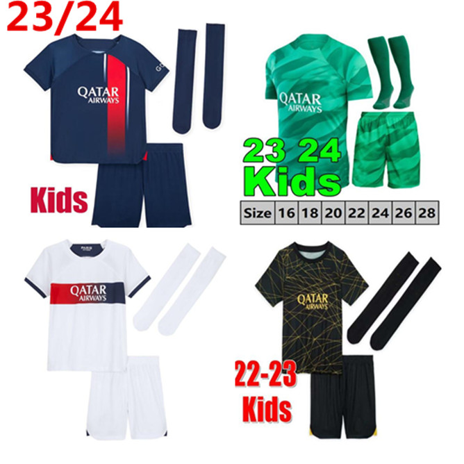 

PARIS Maillots de football 23 24 KIDS psgs PARIS soccer jerseyS 2023 2024 MBAPPE shirt boys set uniform shorts socks maillot foot, 23/24 home no socks
