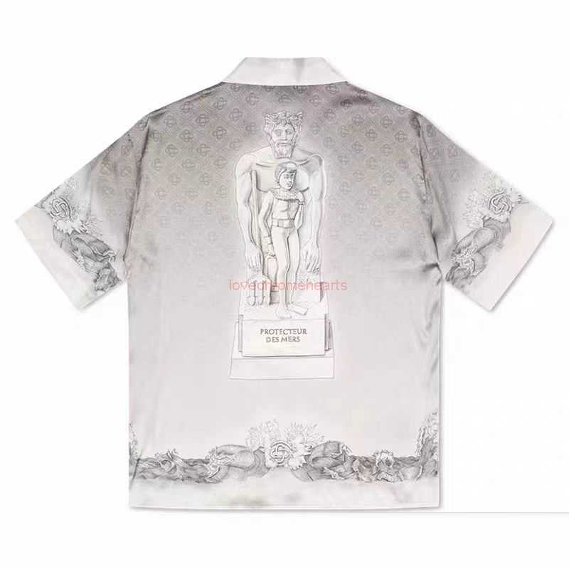 

Casa Designer Fashion Clothing Shirts Tracksuits Correct Version of Casablanca Plaster Print Style Shirt Loose Fitting Men's Women's Trendy Short Sleeved Shirt, Shipping fee
