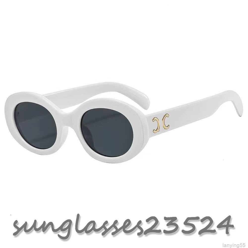 

Sunglasses 2023 Retro cat's eye sunglasses for women CE's Arc de Triomphe oval French high quality street White glasses