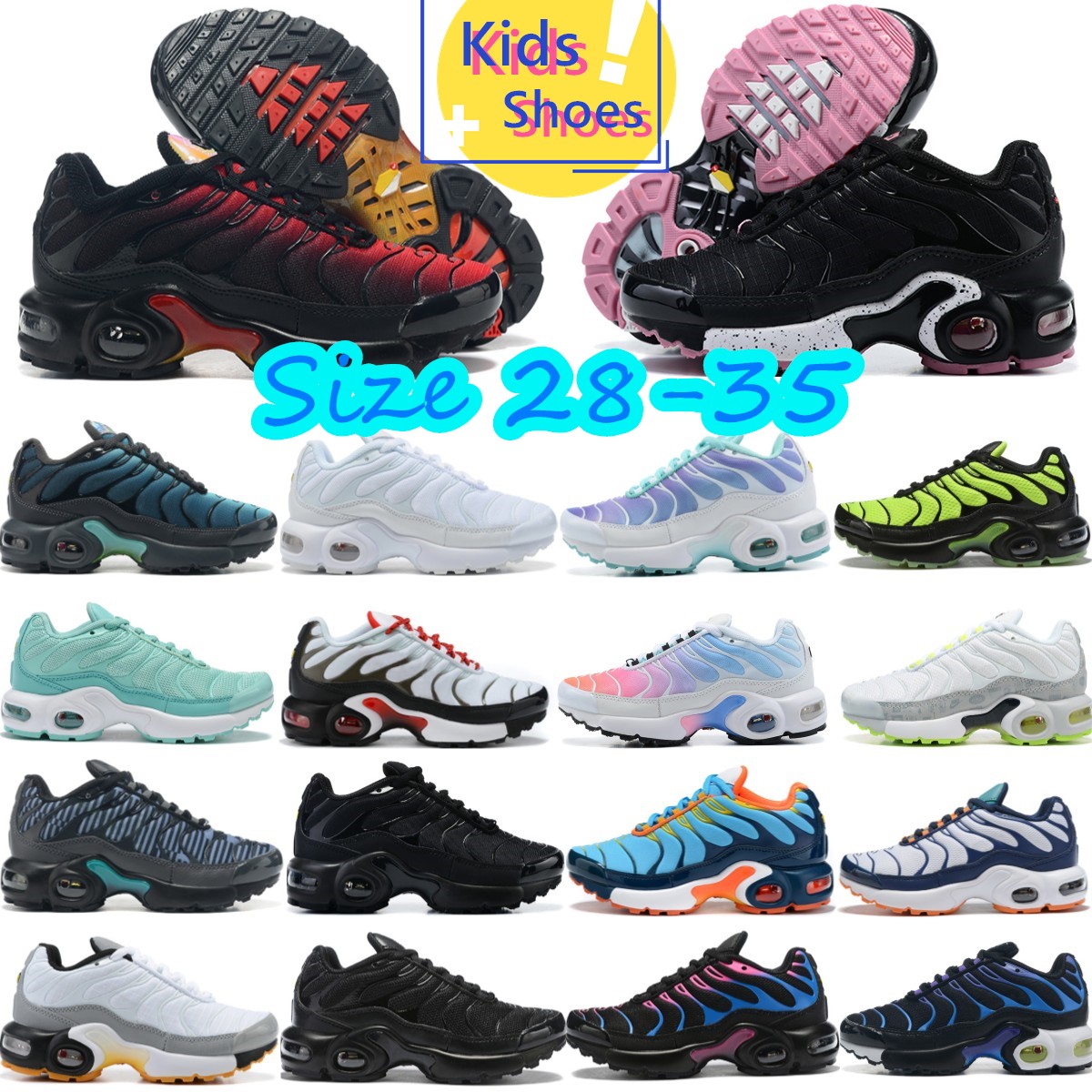 

Enfants Plus tn Toddlers Trainers Kids Shoes Running Sneaker tns Kid Children Youth Boys Girls Classic Toddler Triple Black White Red Miami Vice Summer Gradient Blue