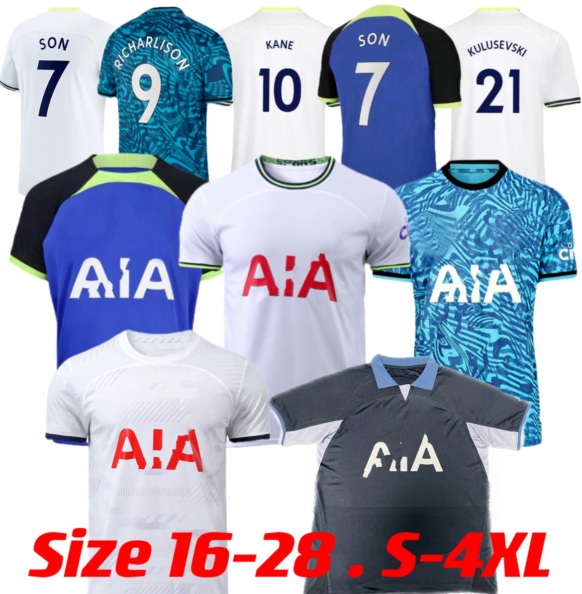 

22 23 24 kane son RICHARLISON new soccer jersey kulusevski hojbjerg spence perisic dier 2023 lucas romero s4xl kids football shirt fans player version, 22-23 away+kids