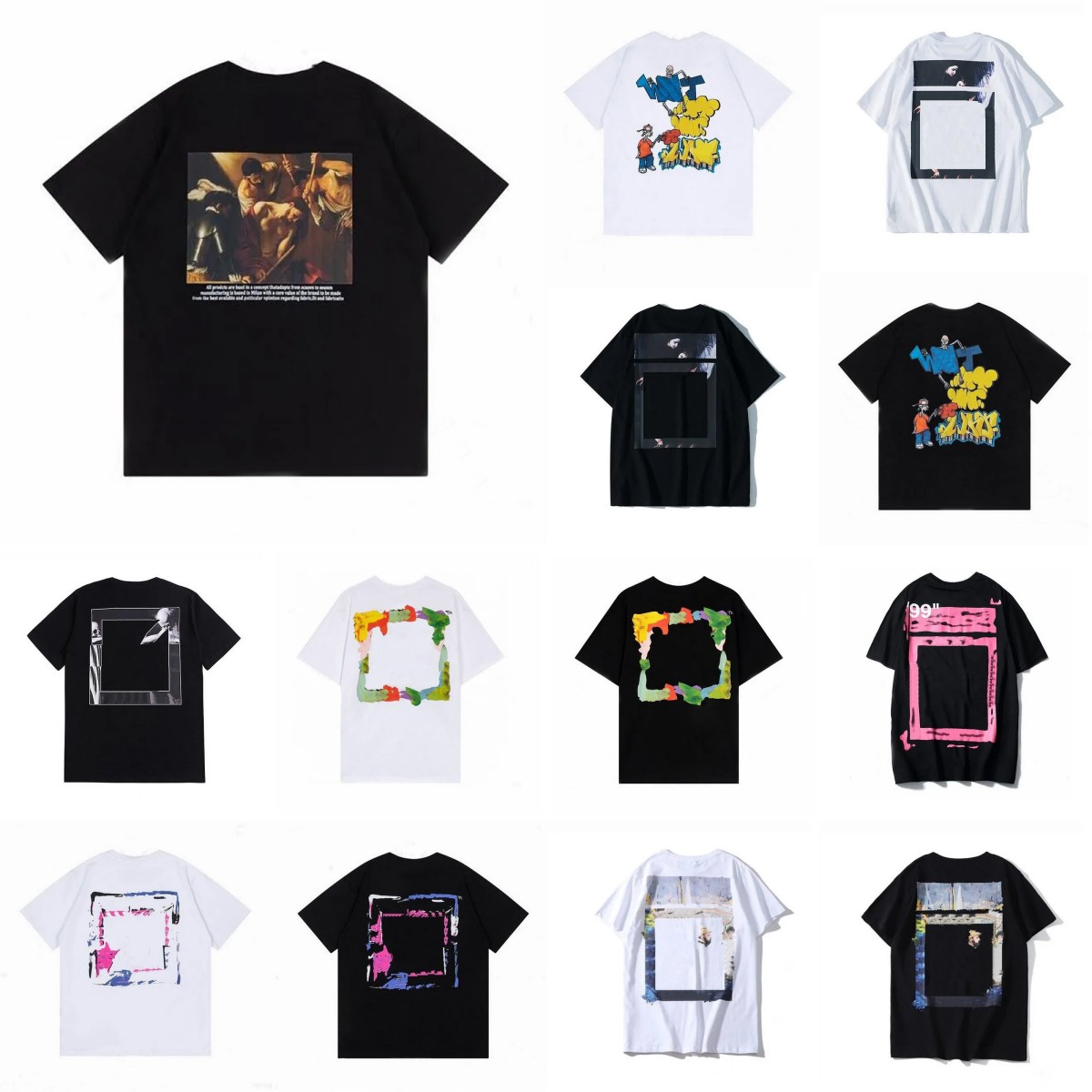 

Mens T-shirts Offs White Irregular Arrow Summer Finger Loose Casual Short Sleeve T-shirt Tees for Men and Women Printed Letter x on the Print Size S-XL, 50#