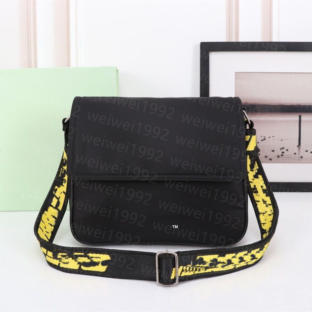 

231 Brand big Men off Yellow canvas belt high white Shoulder Bag camera bag waist bags multi purpose satchel Shoulder Bag Messenger women, Black