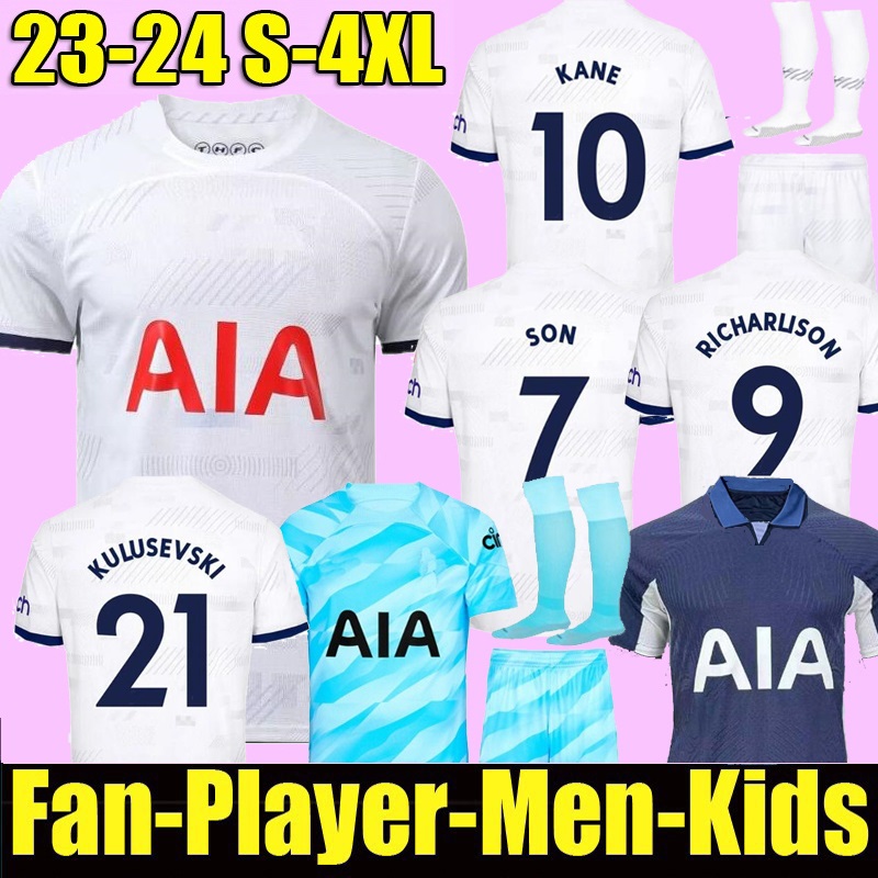 

S-4XL 22 23 24 KANE SON Soccer Jerseys HOJBJERG RICHARLISON KULUSEVSKI PERISIC 2023 LUCAS DELE Football kit shirt BRYAN purple Men kids sets Tottenham, Home kids