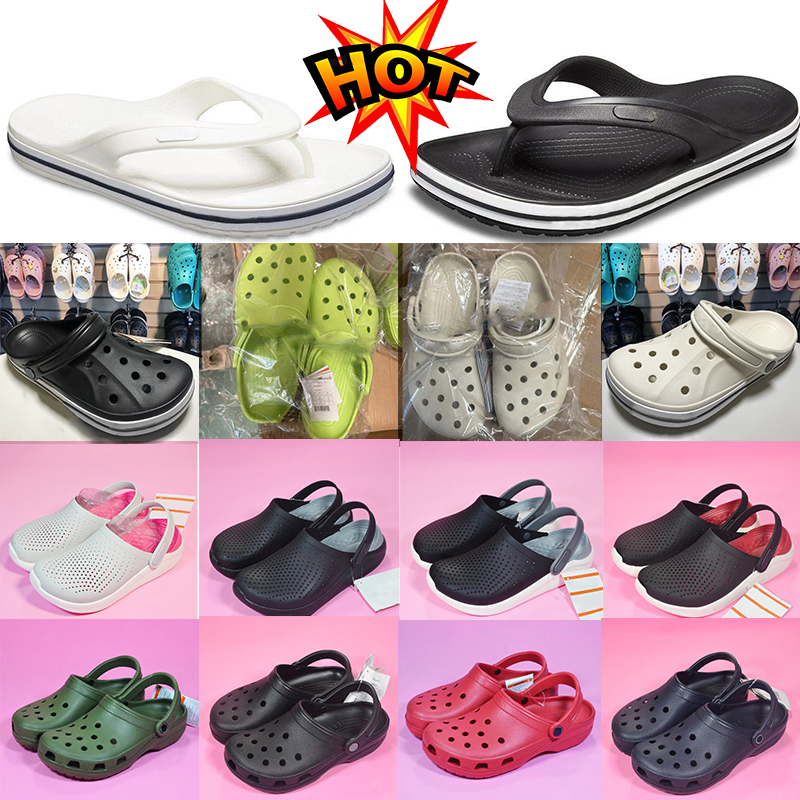 

cross clog slippers for mens womens Sandals summer black white pink red blue grey outdoor casual shoe trainers sneakers, Forest green