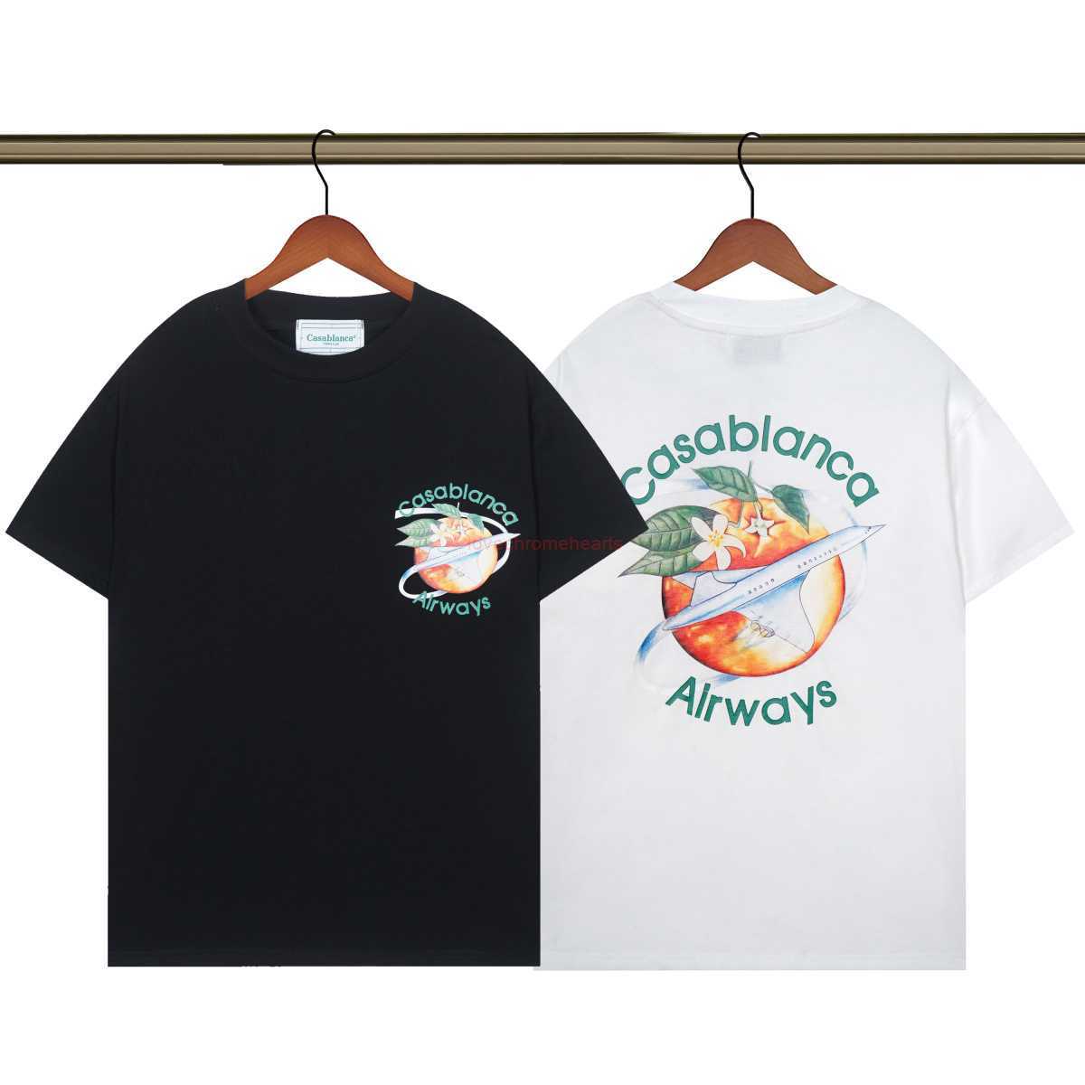 

Casa Designer Fashion Clothing Tees Tshirts Casablanca Aircraft Air Ways Letter Printed Double Yarn Pure Cotton Short Sleeve T-shirt for Men Women, White hs8050
