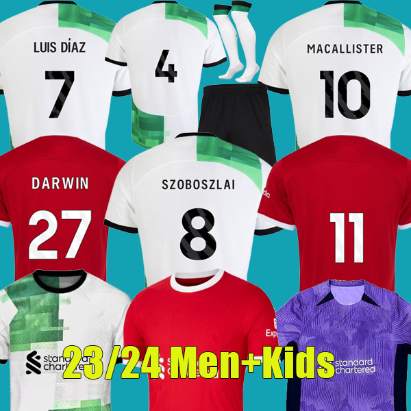 

23 24 soccer jerseys SZOBOSZLAI G A K P O 2023 2024 MAC ALLISTE R Luis DIa z Alexander Arnold football kit tops retro shirts men kids uniform D A R W I N S-4XL, 23/24 home