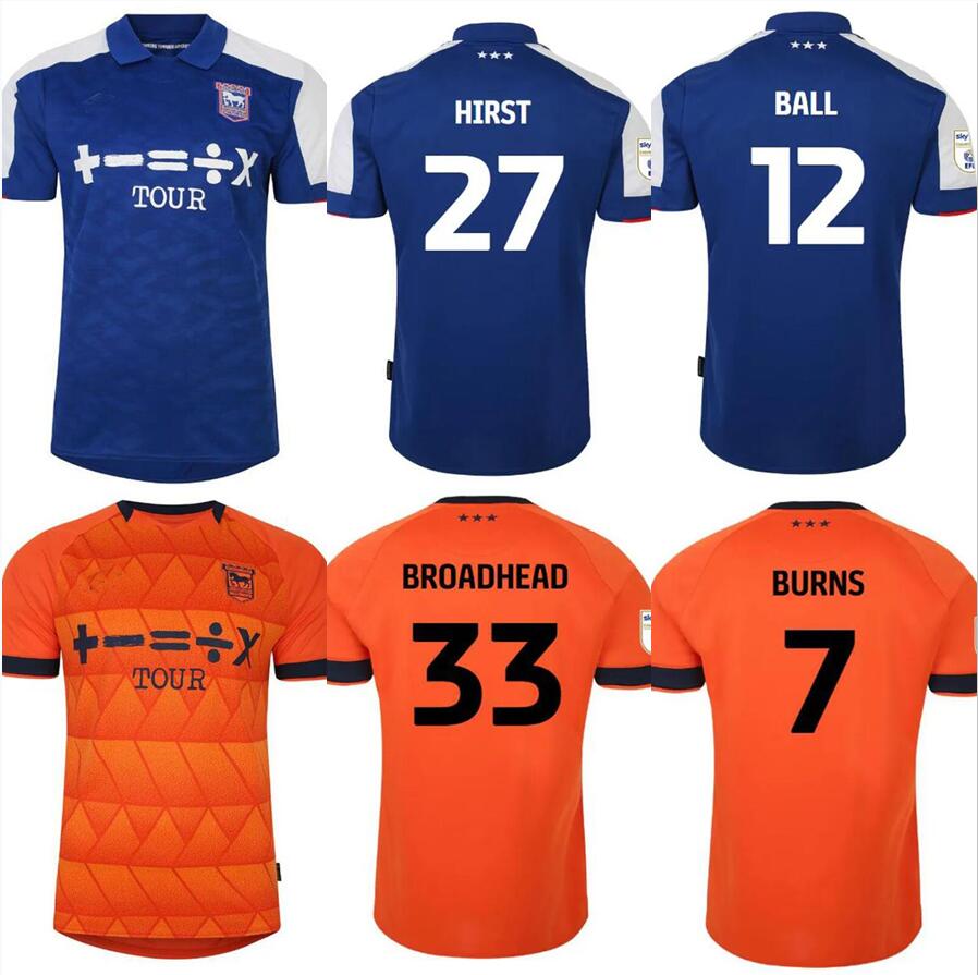 

23 24 Ipswich Town SOCCER JERSEYS BURNS HIRST 27 BURNS 7 BROADHEAD 33 LUONGO 25 BALL 12 CHAPLIN 10 2023 jersey football shirts