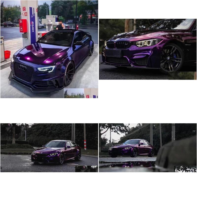 gloss metallic paint midnight purple vinyl wrap adhesive sticker film black cherry ice car wrapping roll foil air channel release