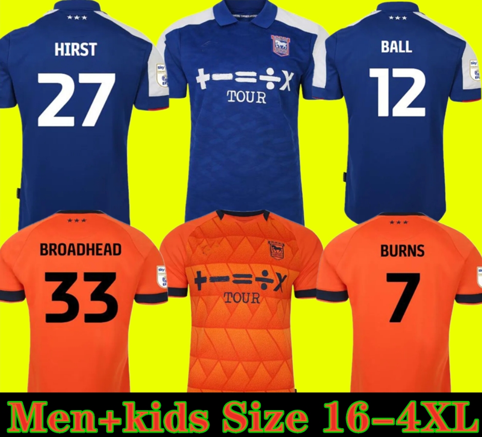 

23 24 Ipswich Town SOCCER JERSEYS HOME AWAY BURNS HIRST 27 BURNS 7 BROADHEAD 33 LUONGO 25 BALL 12 CHAPLIN 10 2023 jersey football shirts