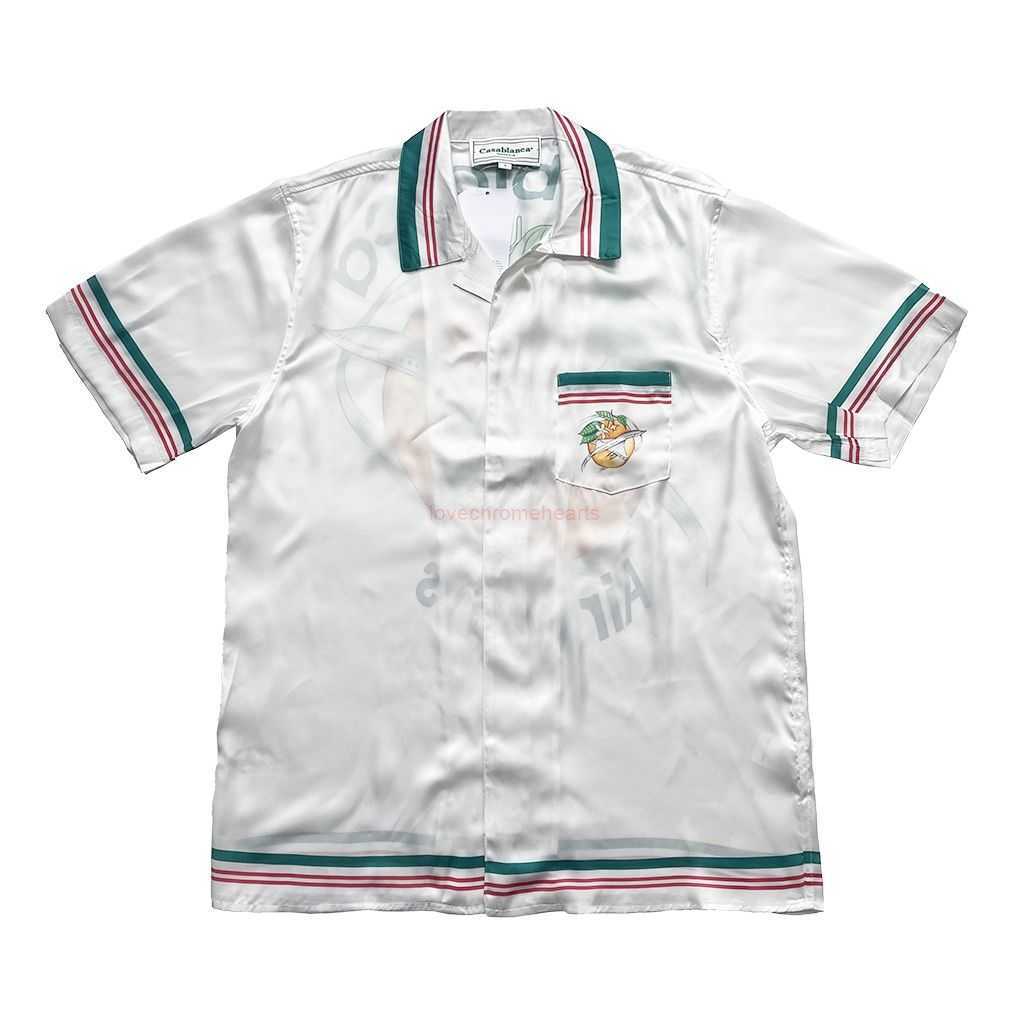 

Casa Designer Fashion Clothing Shirts Tracksuits Casablanca 22aw Orange Aircraft Gradient Silk Couple Hawaiian Casual Short Sleeve Shirt, Beige