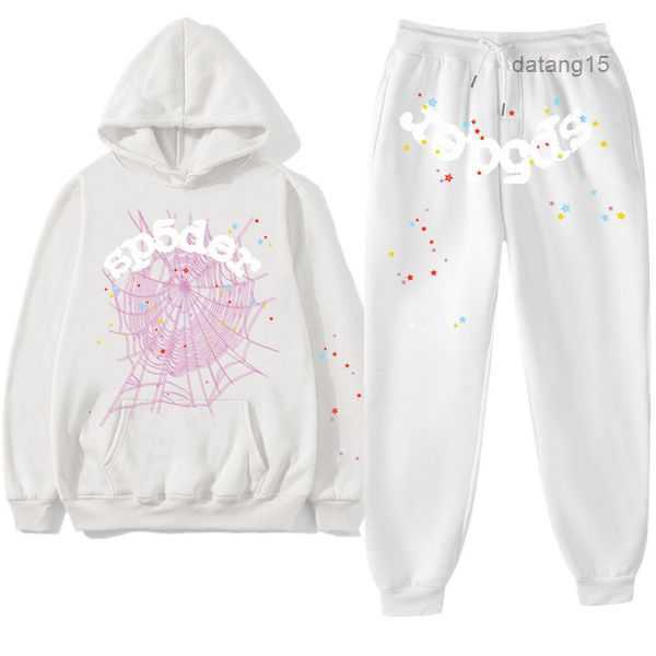 

Men's Tracksuits Tracksuit Black 555555 Hoodie Men Women Spider Web Printing Pants and Hooded Streetwear Young Thug Pullover Sets 230311 3 UW4S, 5beige