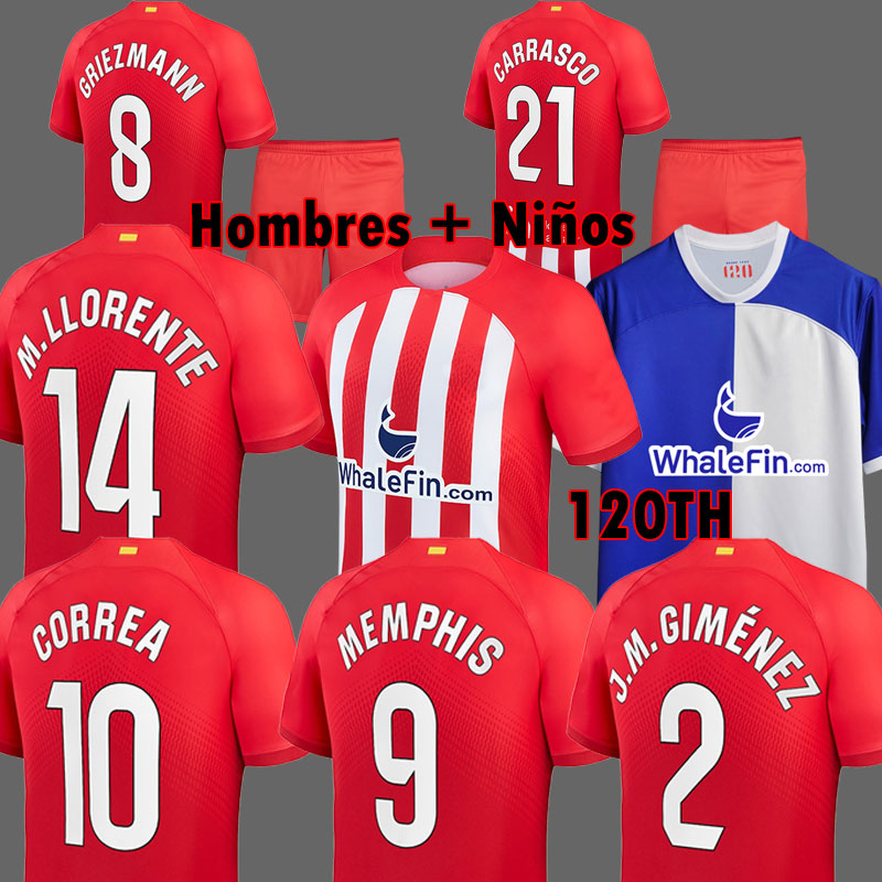

23 24 ATLETICO 120TH Soccer Jerseys MEMPHIS MADRIDs 120 year anniversary 2023 2024 CARRASCO CORREA KOKE camiseta de futbol HERRERA LLORENTE A MAD Football Shirt, League away 120th
