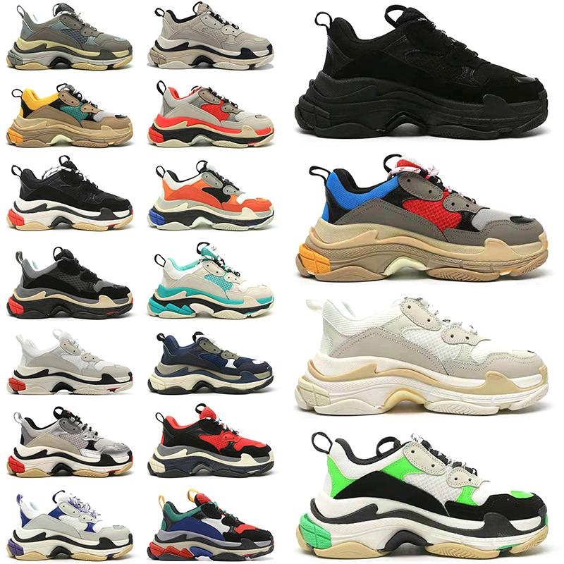 

triple s ba Casual Shoes 17fw Triple S Sports Sneakers for Womens Mens Black Red White Green Grey Blue Dad High Quality Clear Sole Platform Paris, D13 clear sole blue 36-45