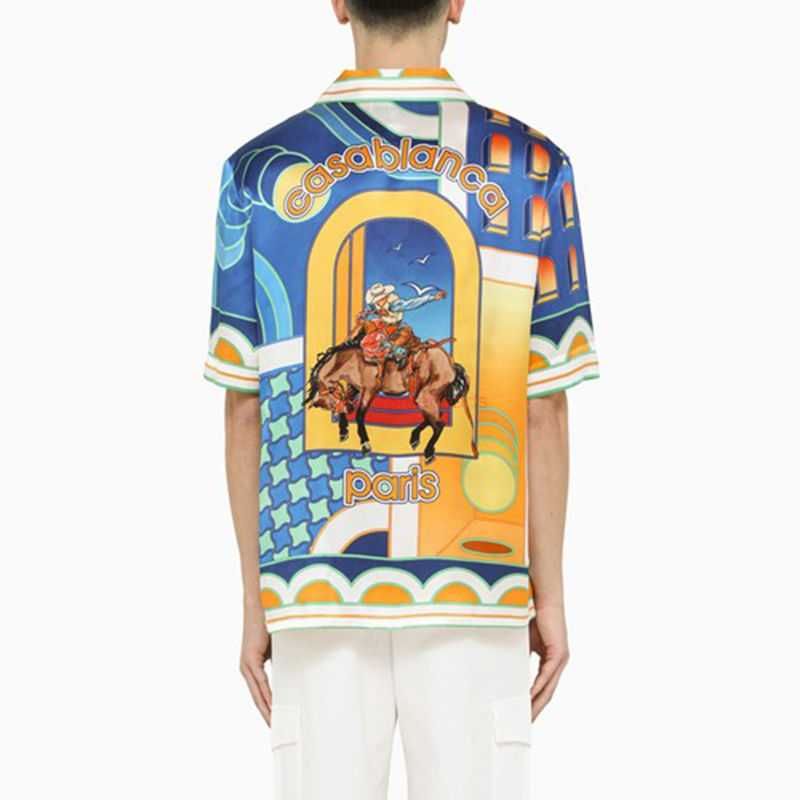 

Casa Designer Fashion Clothing Shirts Tracksuits 23ss Pendant Satin Casablanca Style Shirt Bullfighter Loose Fitting Mens Womens Versatile Fashion Brand Short Sl, Shipping fee