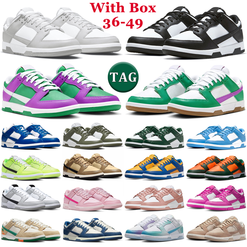 

Designer Shoes With Box Big Size Men women Low White Black Panda UNC Grey Fog Medium Olive Stadium Green Active Fuchsia GAI Casual Mens Trainers Sports Sneakers, 26