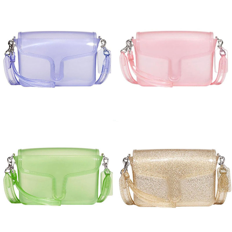 

PVC Jelly Tabby bags luxury Women Transparent Shoulder Bag Handbag Candy Designer Handbag Clear Summer flap crossbody letters lady cross body Clutch