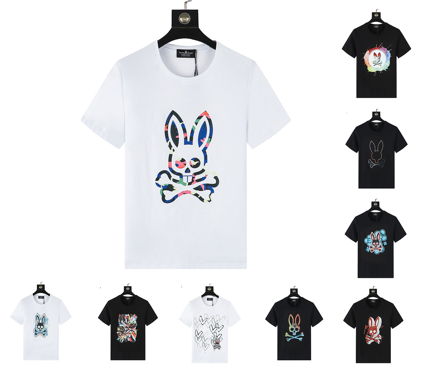

Men's Cotton Psycho BunnyT Shirt Letter Printed T-shirt 100% Pure Cottons Men and Women Couple T-shirts size -3XL
