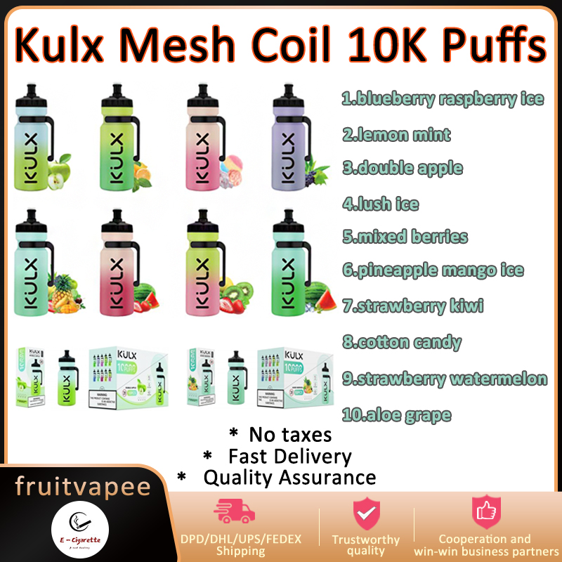 

Original Kulx Mesh Coil 10000puff Disposable Vape Pen 20ml Big Pods Cartridge 850mAh Rechargeable Battery Vaporizer 10 Flavors jodk bottle crave max Mesh Coil VS 10k