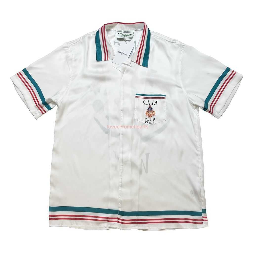 

Casa Designer Fashion Clothing Shirts Tracksuits Casablanca 23ss Castle Architecture Floral Hawaiian Style Men's Women's Couple Silk Short Sleeve Shirts, Beige