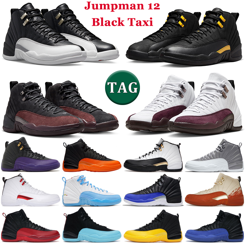 

Jumpman 12 Basketball Shoes Men 12s Playoffs Black Taxi Stealth Royalty Brilliant Orange Field Purple Reverse Flu Game Dark Concord Mens Trainer Sports Sneakers, 24