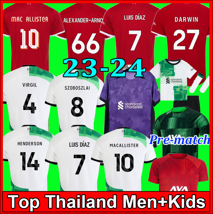 

23 24 SZOBOSZLAI GAKPO MAC ALLISTER soccer jerseys Goalkeeper Home RED Green 2023 Mohamed Diogo Luis DIAZ DARWIN RAMSAY football shirts men kids kits set uniform, Kids 23 24 home