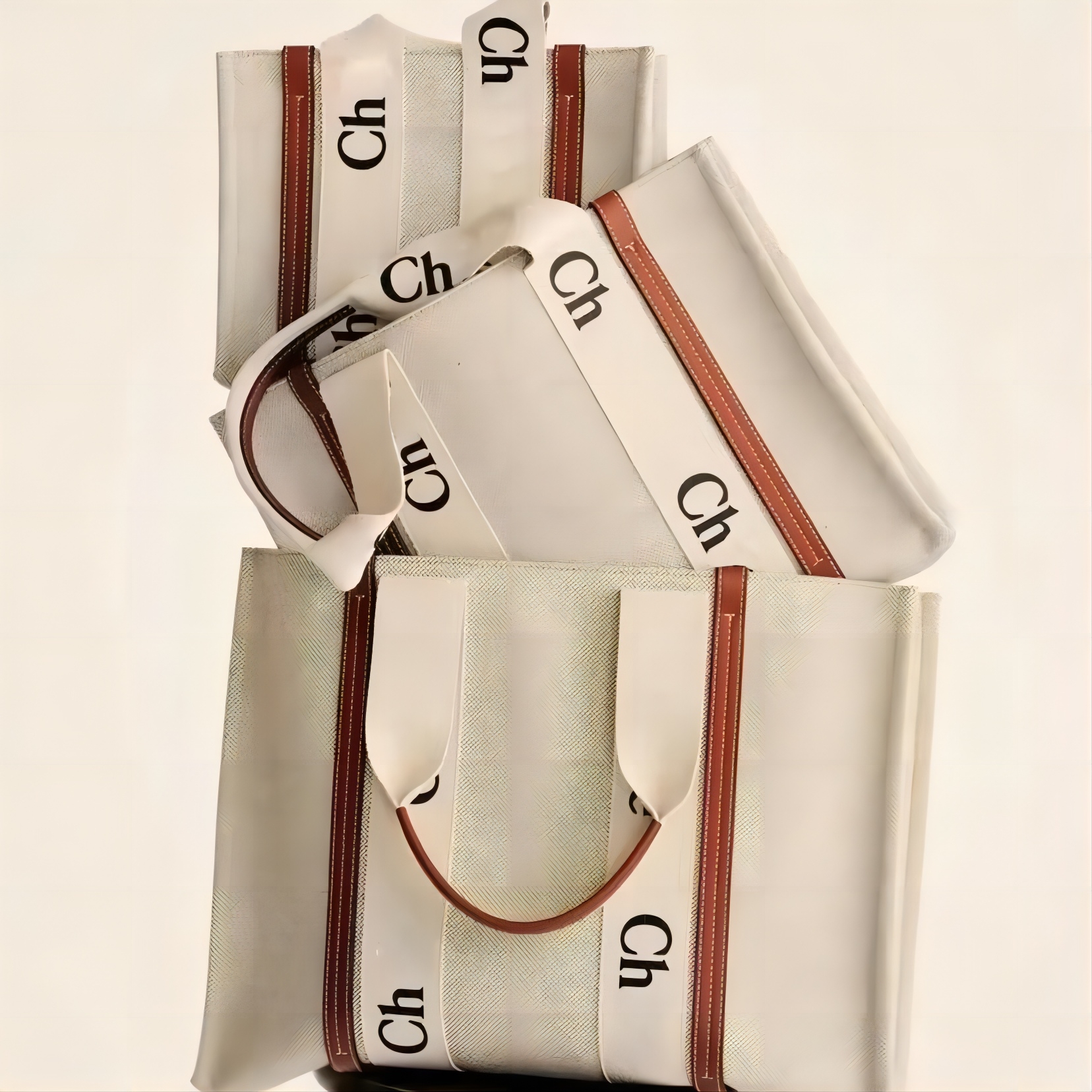 

choles bag large WOODY tote bag beach bag designer women bag 3 sizes luxurys handbag medium small Canvas Hangbags with leather Ribbons Casual Tote, Black-2