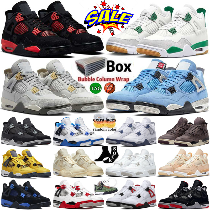 

4 Basketball Shoes for men women 4s Pine Green sbs Military Black Cat Sail Red Thunder White Oreo University Blue Seafoam Metallic Cool Grey sneakers Free shipping, Colour# 35