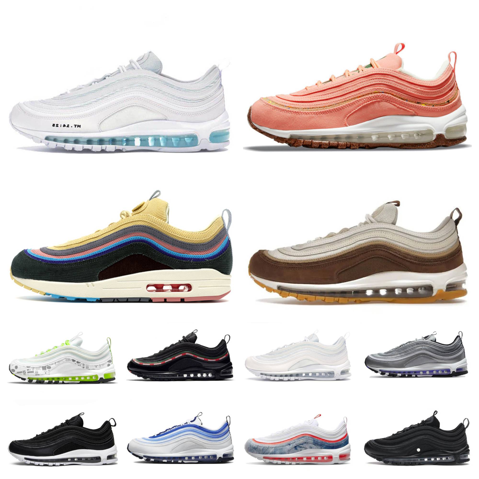 

OG 97 Running Shoes Air97 97s Sean Wotherspoon Triple White Black sliver bullet metalic gold Golf NRG MSCHF X INRI Jesus Celestial Designer airmaxs Men Women Sneakers, Shoes lace