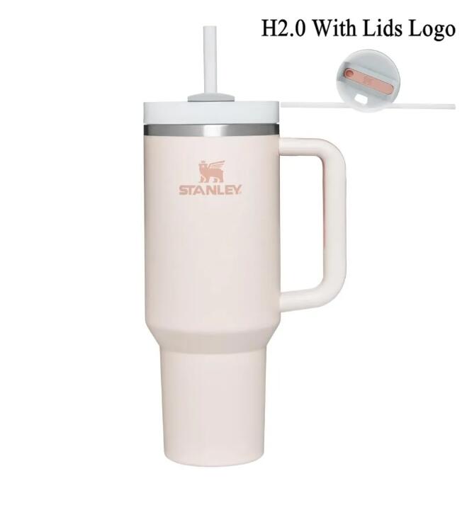 

Cream Stanley Quencher H2.0 40oz Tumblers Cups With Handle Insulated Car Mugs Logo on Lids Same Color Logo with Cups Color Stainless Steel Coffee ready ship GJ0703799, Multi-color